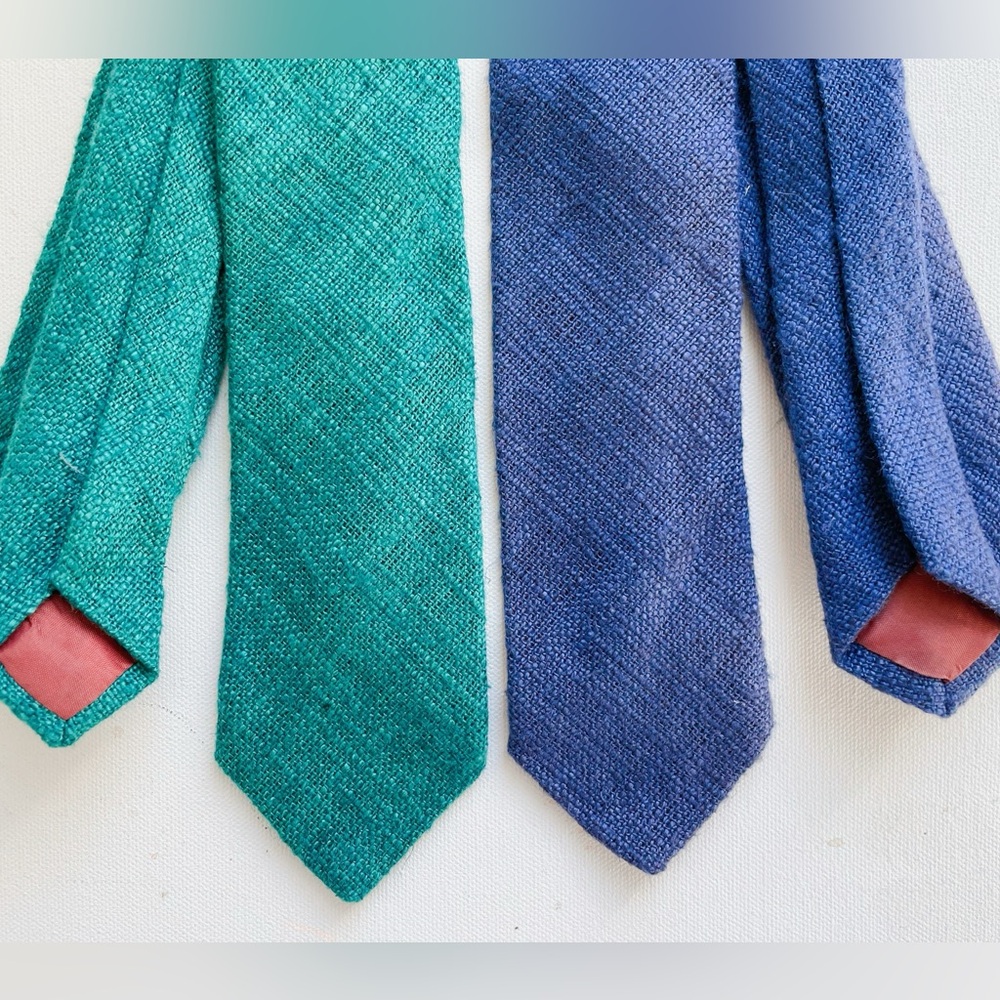 Vintage Lot 2 John Henry Wool Lambswool Knit Neck Ties Skinny 2.5” Wide - Picture 2 of 6